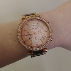 Michal Kors Rose Gold Tortoise Shell Watch